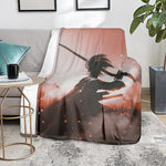 Sunset Japanese Samurai Print Blanket