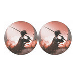 Sunset Japanese Samurai Print Car Coasters
