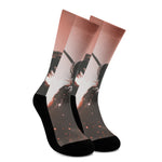 Sunset Japanese Samurai Print Crew Socks