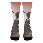 Sunset Japanese Samurai Print Crew Socks