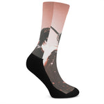 Sunset Japanese Samurai Print Crew Socks