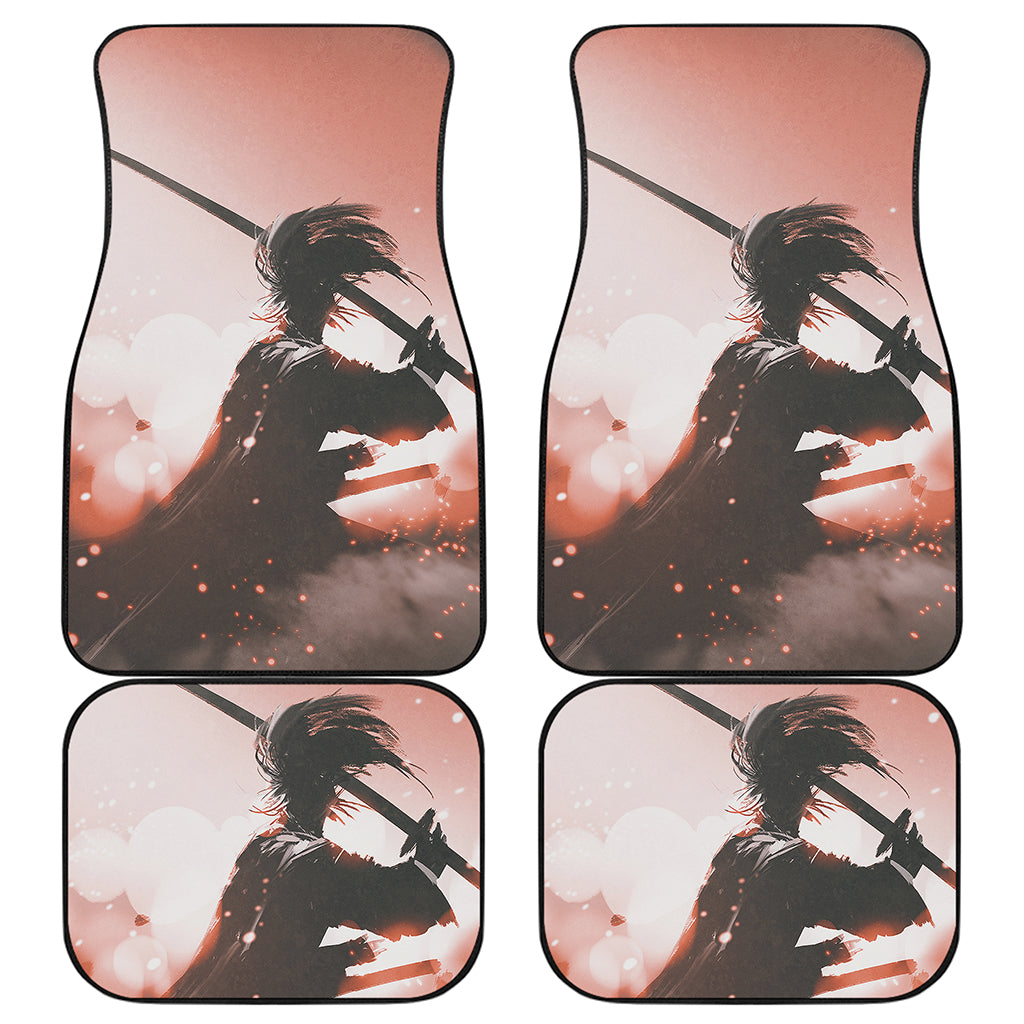 Sunset Japanese Samurai Print Front and Back Car Floor Mats