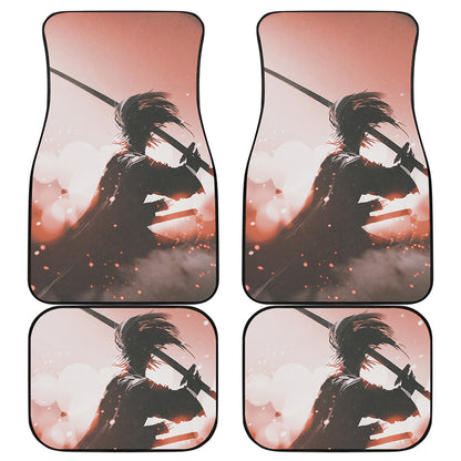 Sunset Japanese Samurai Print Front and Back Car Floor Mats