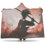 Sunset Japanese Samurai Print Hooded Blanket