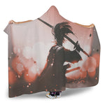 Sunset Japanese Samurai Print Hooded Blanket
