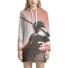 Sunset Japanese Samurai Print Hoodie Dress