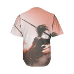 Sunset Japanese Samurai Print Men's Baseball Jersey