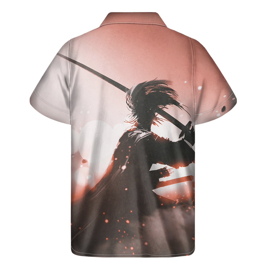 Sunset Japanese Samurai Print Men's Short Sleeve Shirt