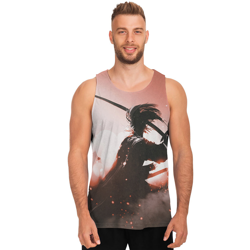 Sunset Japanese Samurai Print Men's Tank Top