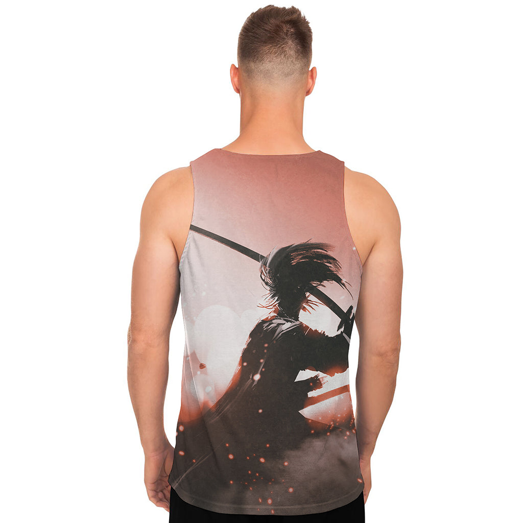 Sunset Japanese Samurai Print Men's Tank Top