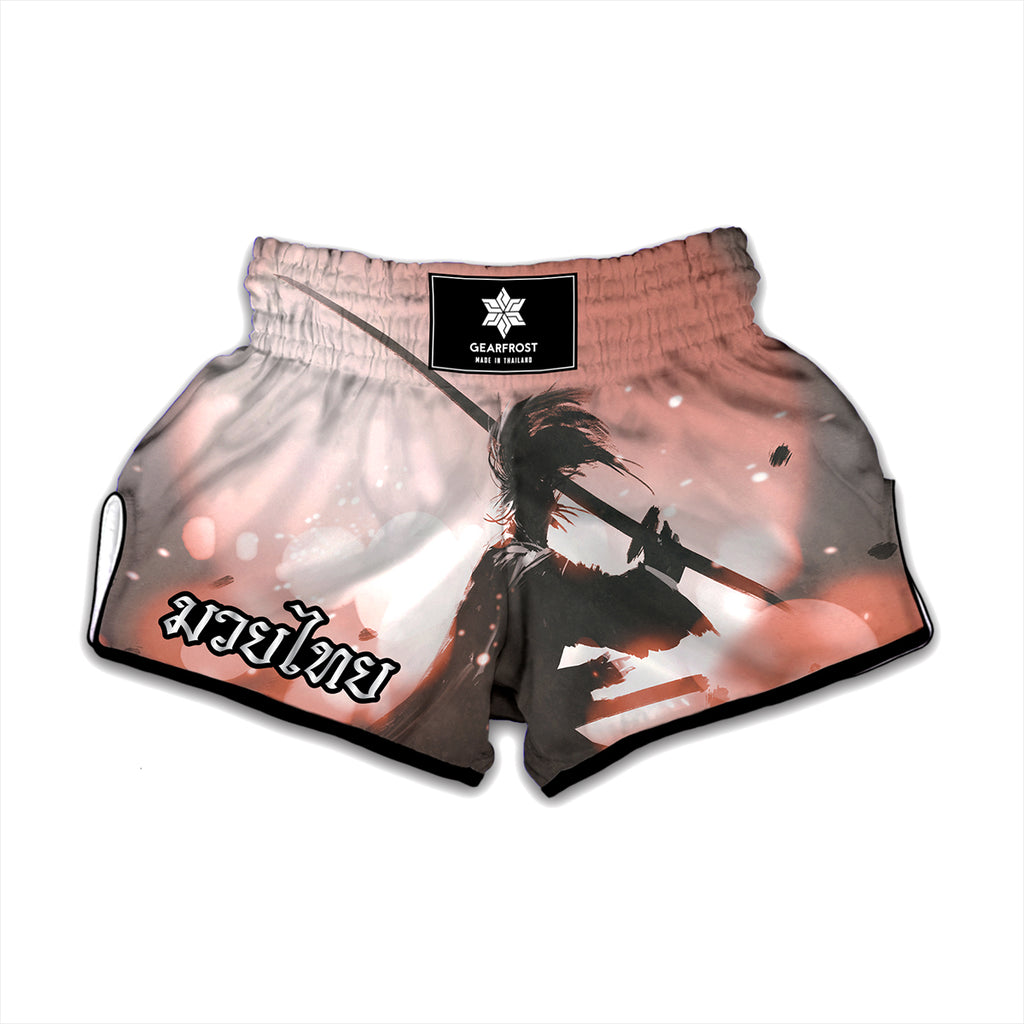 Sunset Japanese Samurai Print Muay Thai Boxing Shorts