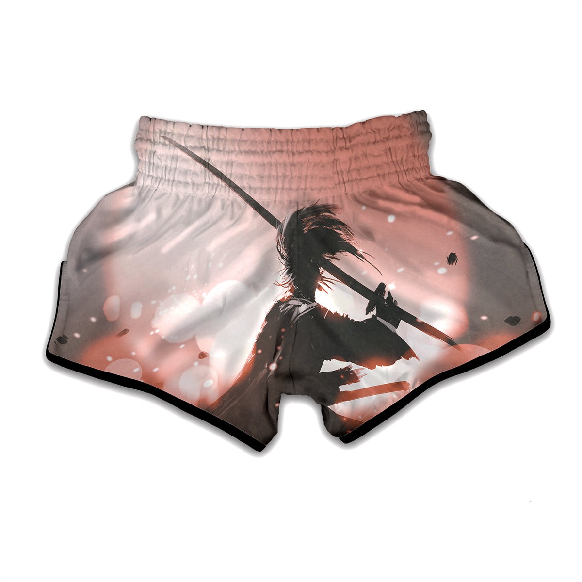 Sunset Japanese Samurai Print Muay Thai Boxing Shorts