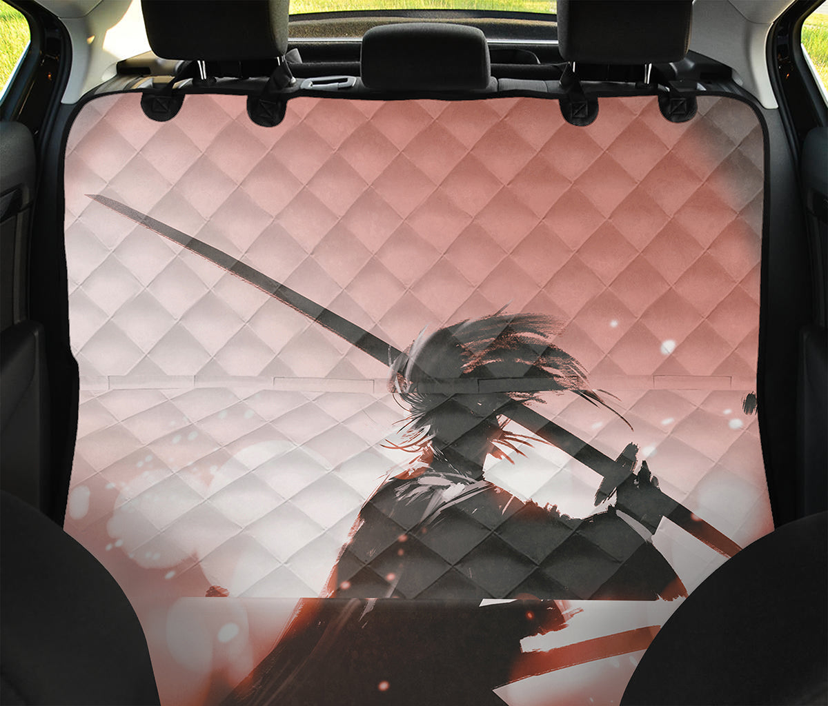 Sunset Japanese Samurai Print Pet Car Back Seat Cover