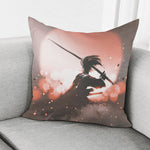 Sunset Japanese Samurai Print Pillow Cover