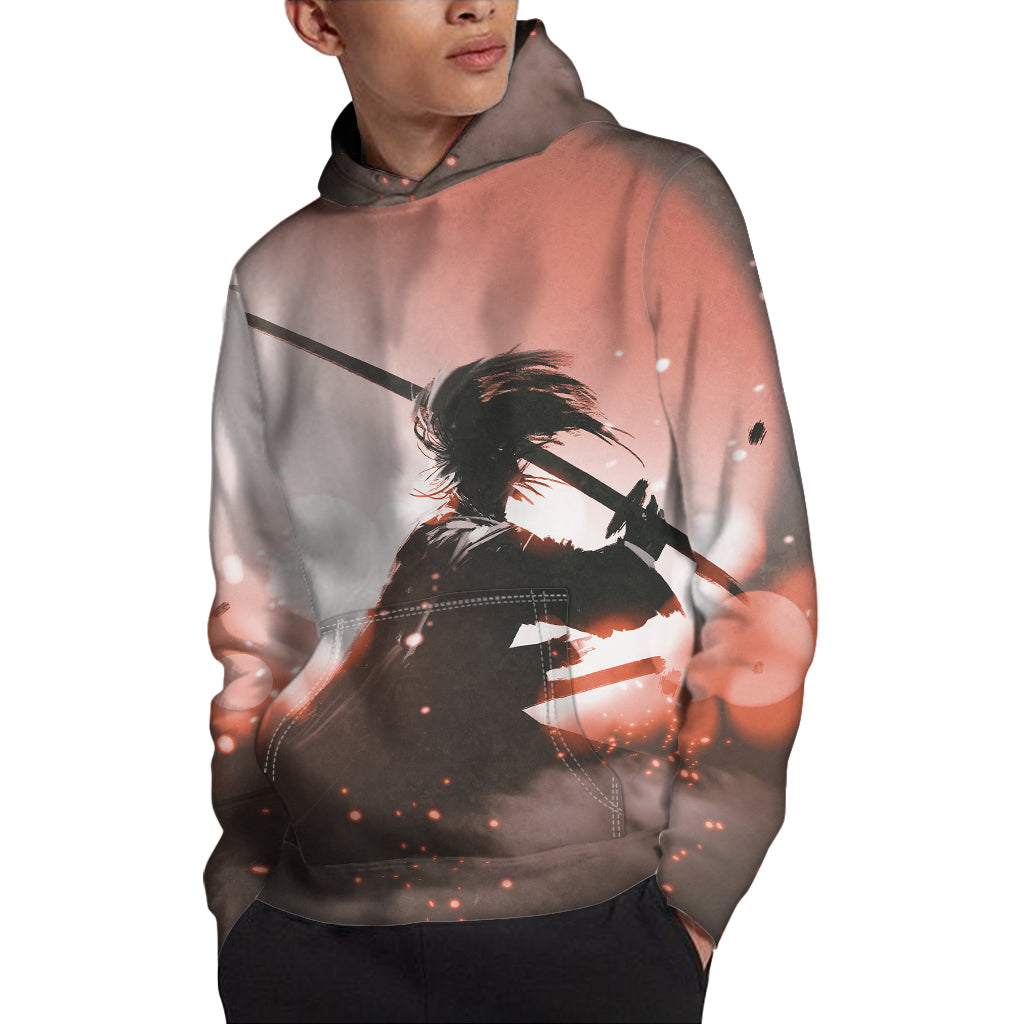 Sunset Japanese Samurai Print Pullover Hoodie