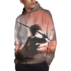 Sunset Japanese Samurai Print Pullover Hoodie