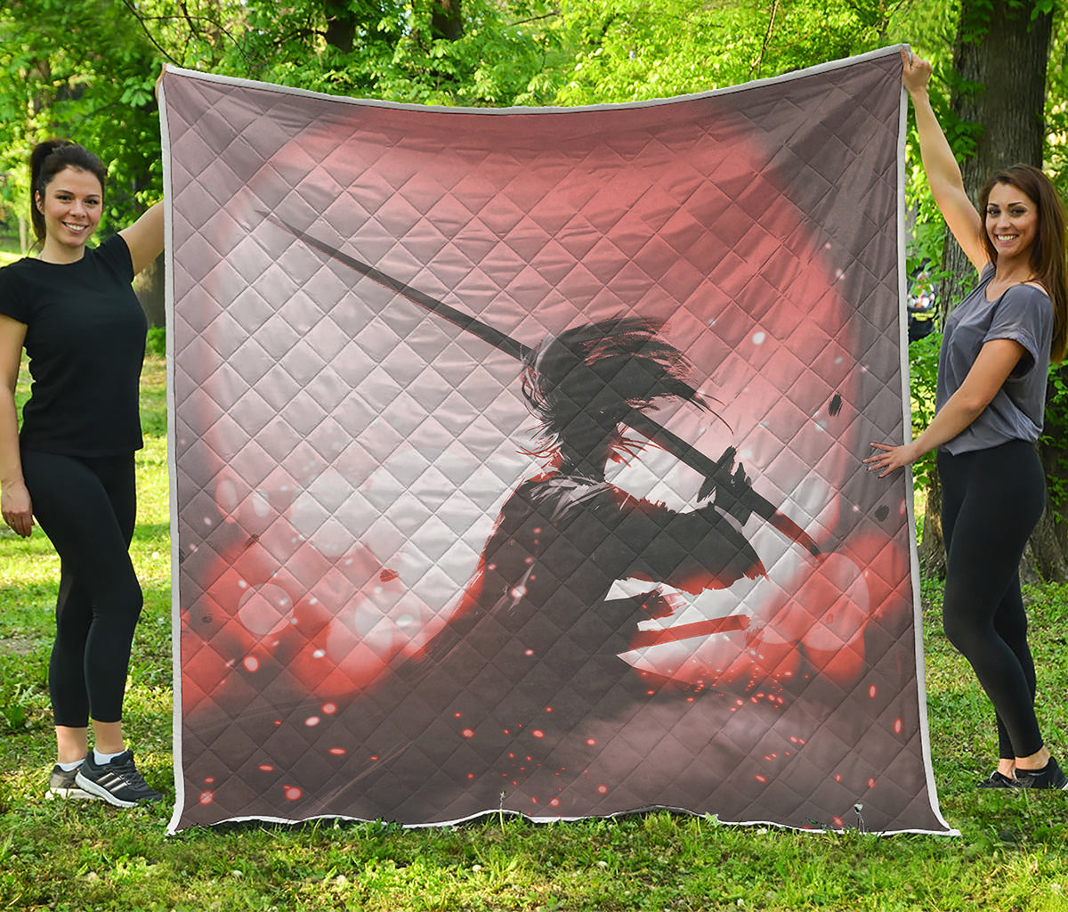 Sunset Japanese Samurai Print Quilt