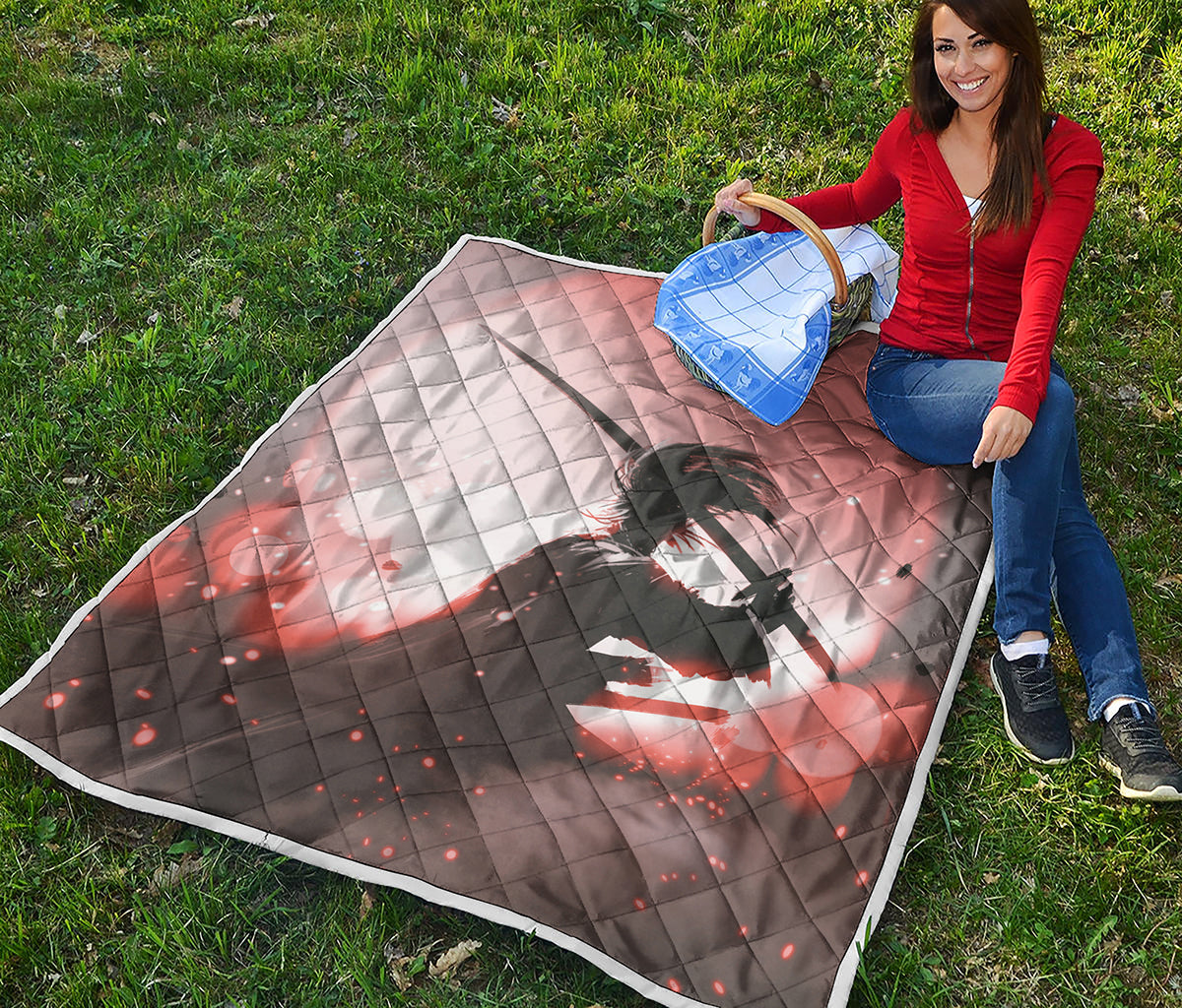 Sunset Japanese Samurai Print Quilt