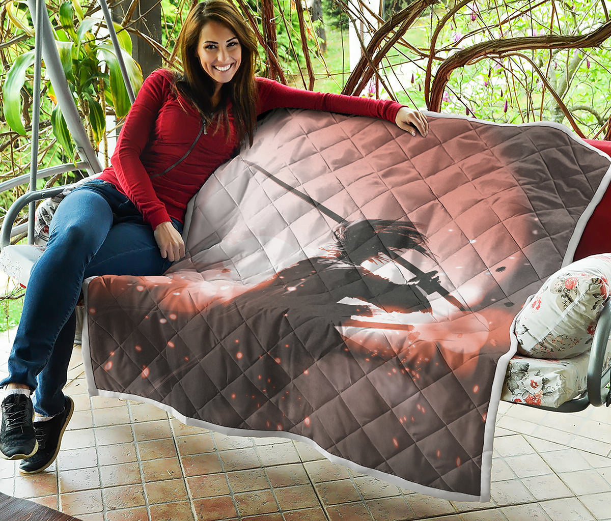 Sunset Japanese Samurai Print Quilt