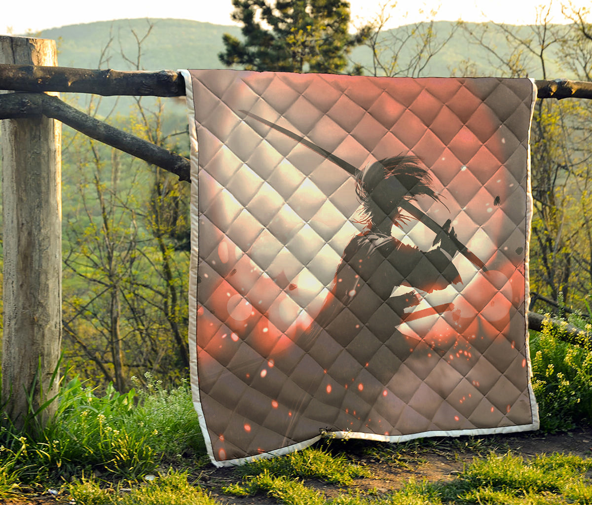 Sunset Japanese Samurai Print Quilt