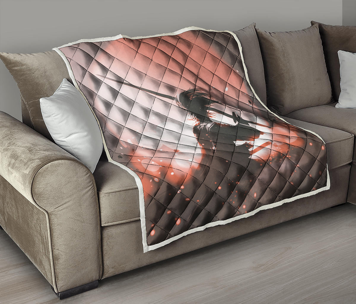 Sunset Japanese Samurai Print Quilt