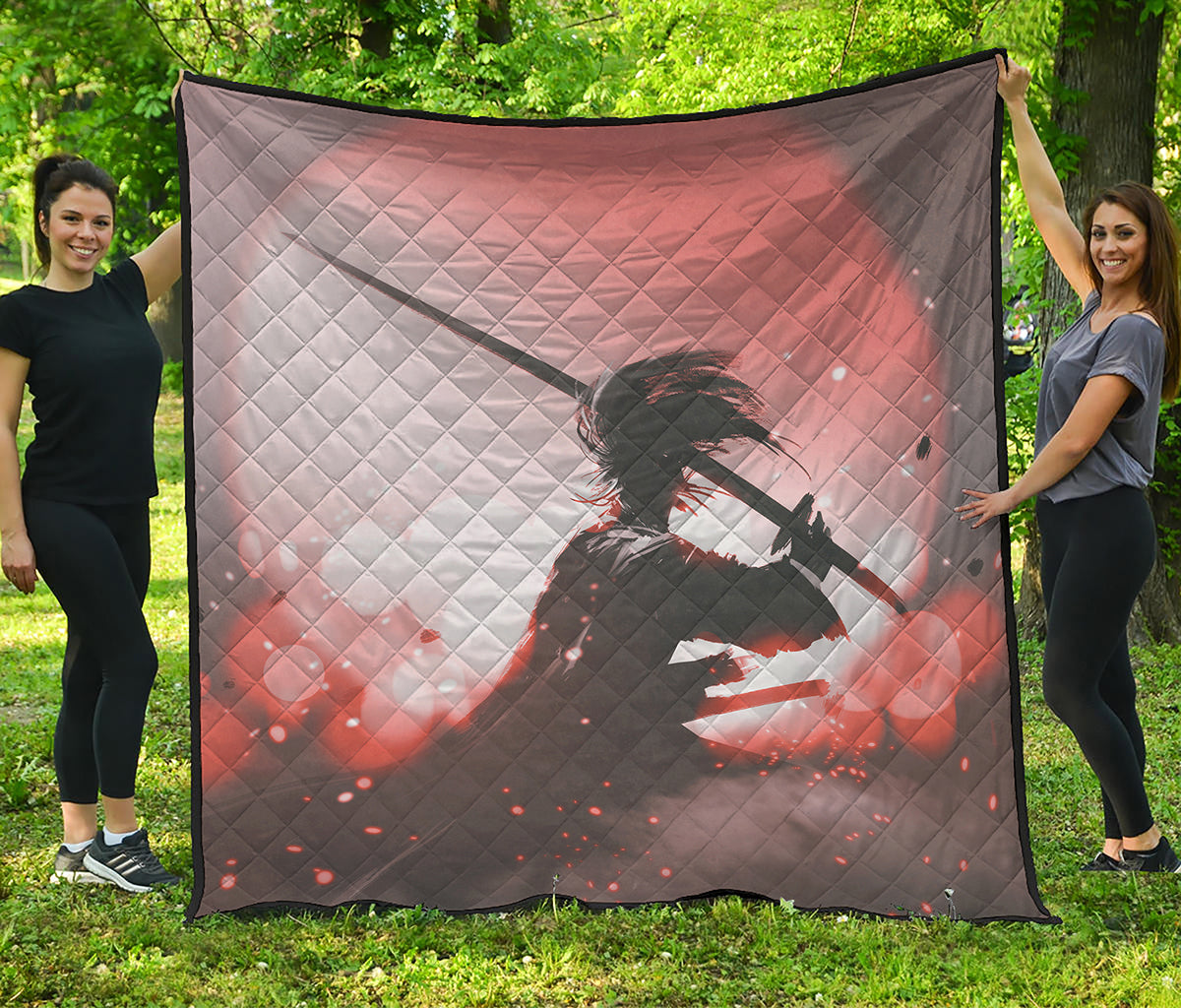 Sunset Japanese Samurai Print Quilt