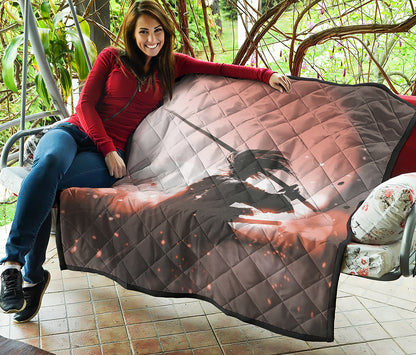 Sunset Japanese Samurai Print Quilt
