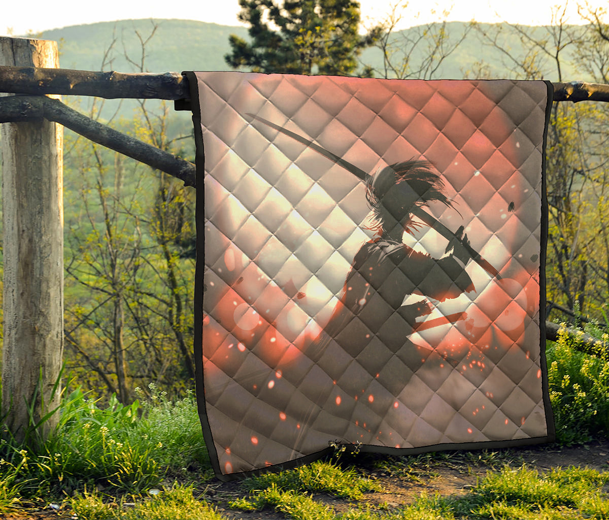 Sunset Japanese Samurai Print Quilt