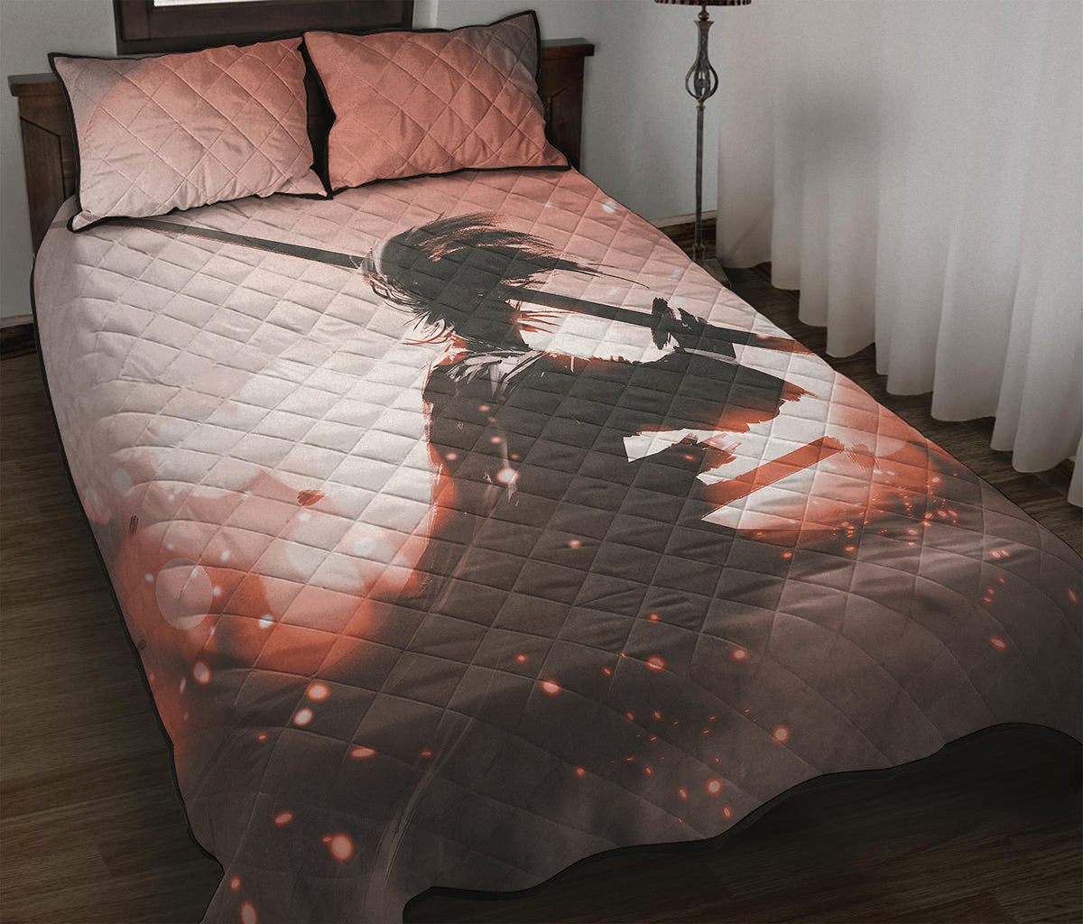Sunset Japanese Samurai Print Quilt Bed Set