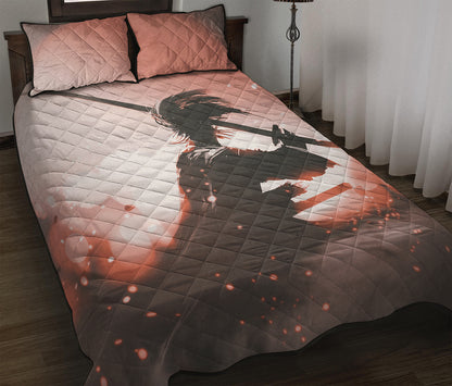 Sunset Japanese Samurai Print Quilt Bed Set