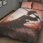 Sunset Japanese Samurai Print Quilt Bed Set