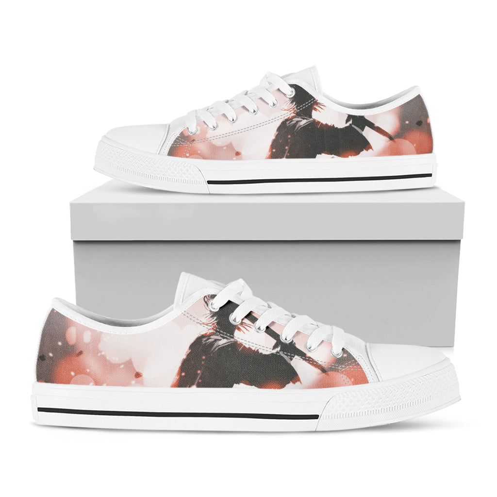 Sunset Japanese Samurai Print White Low Top Shoes