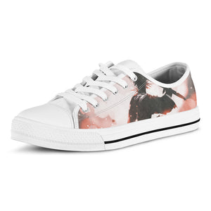 Sunset Japanese Samurai Print White Low Top Shoes