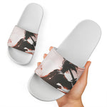 Sunset Japanese Samurai Print White Slide Sandals