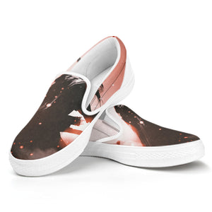 Sunset Japanese Samurai Print White Slip On Shoes