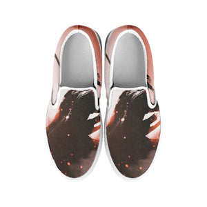 Sunset Japanese Samurai Print White Slip On Shoes