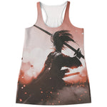 Sunset Japanese Samurai Print Women's Racerback Tank Top
