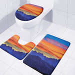 Sunset Mountain Print 3 Piece Bath Mat Set