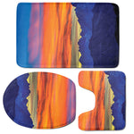 Sunset Mountain Print 3 Piece Bath Mat Set