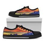 Sunset Mountain Print Black Low Top Shoes
