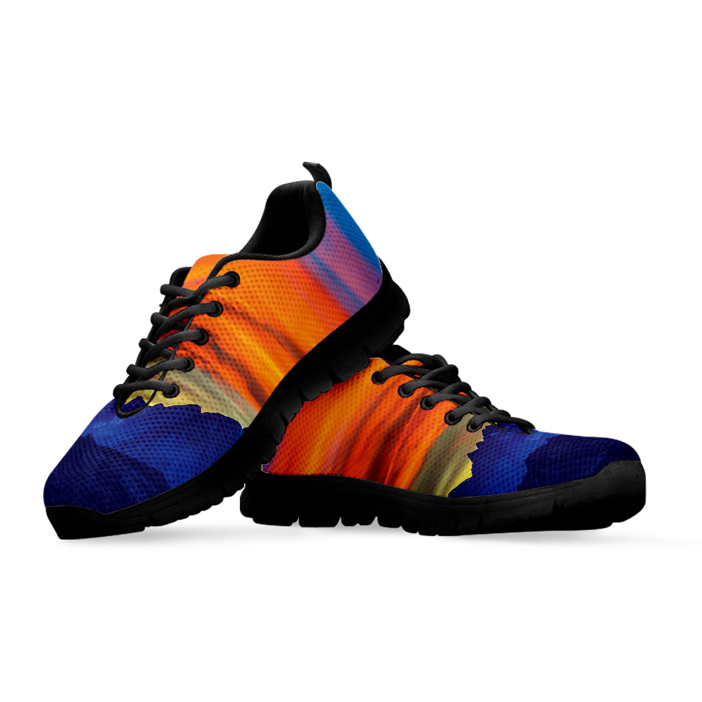 Sunset Mountain Print Black Sneakers