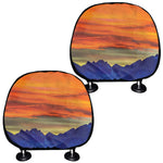 Sunset Mountain Print Car Headrest Covers