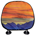 Sunset Mountain Print Car Headrest Covers