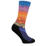 Sunset Mountain Print Crew Socks