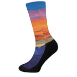 Sunset Mountain Print Crew Socks