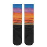 Sunset Mountain Print Crew Socks