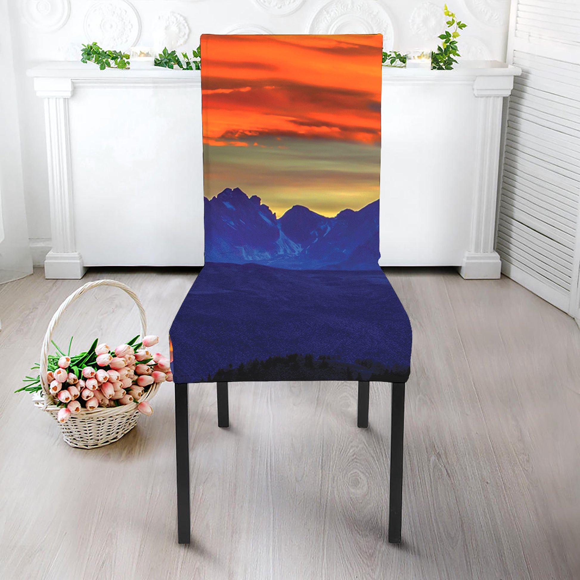 Sunset Mountain Print Dining Chair Slipcover