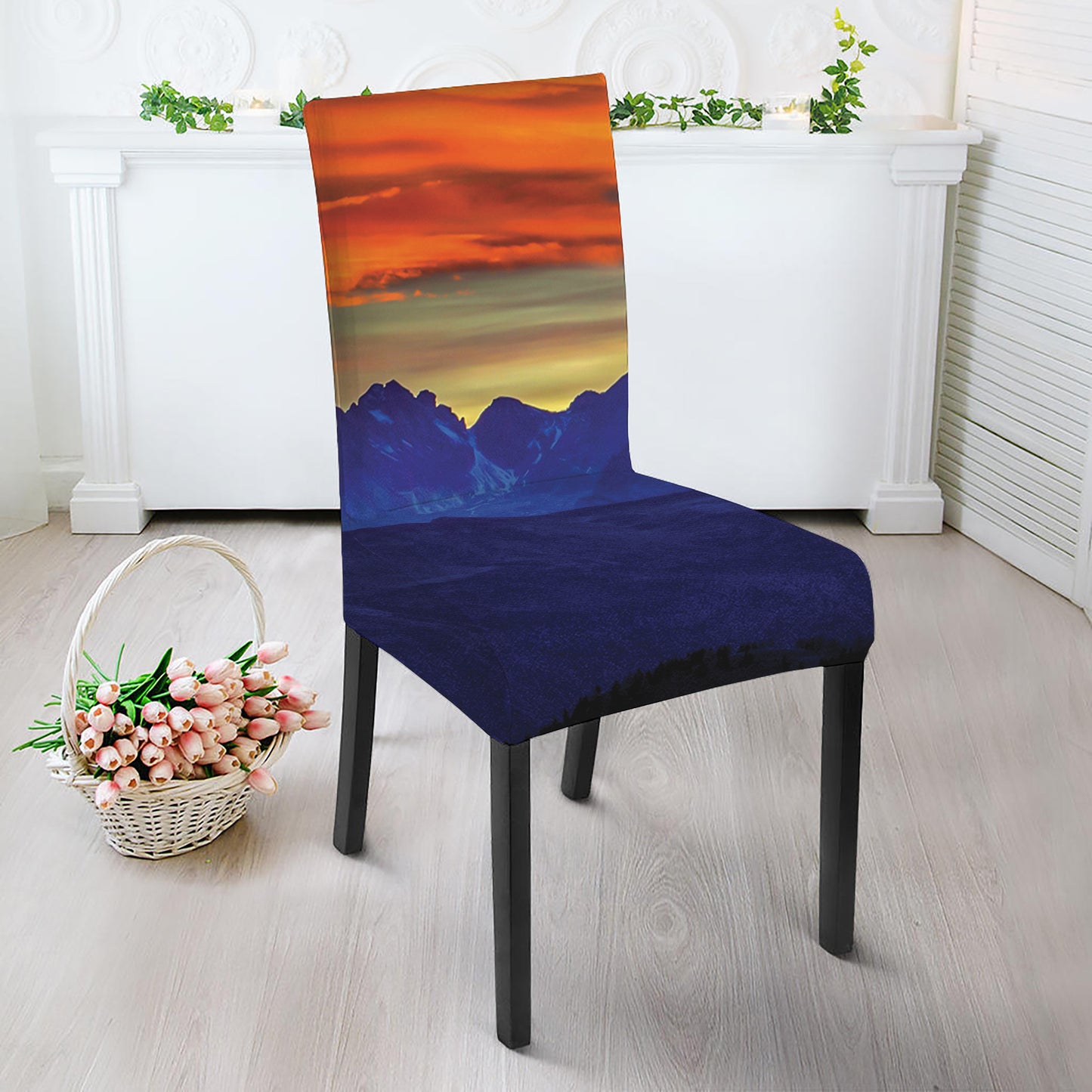 Sunset Mountain Print Dining Chair Slipcover