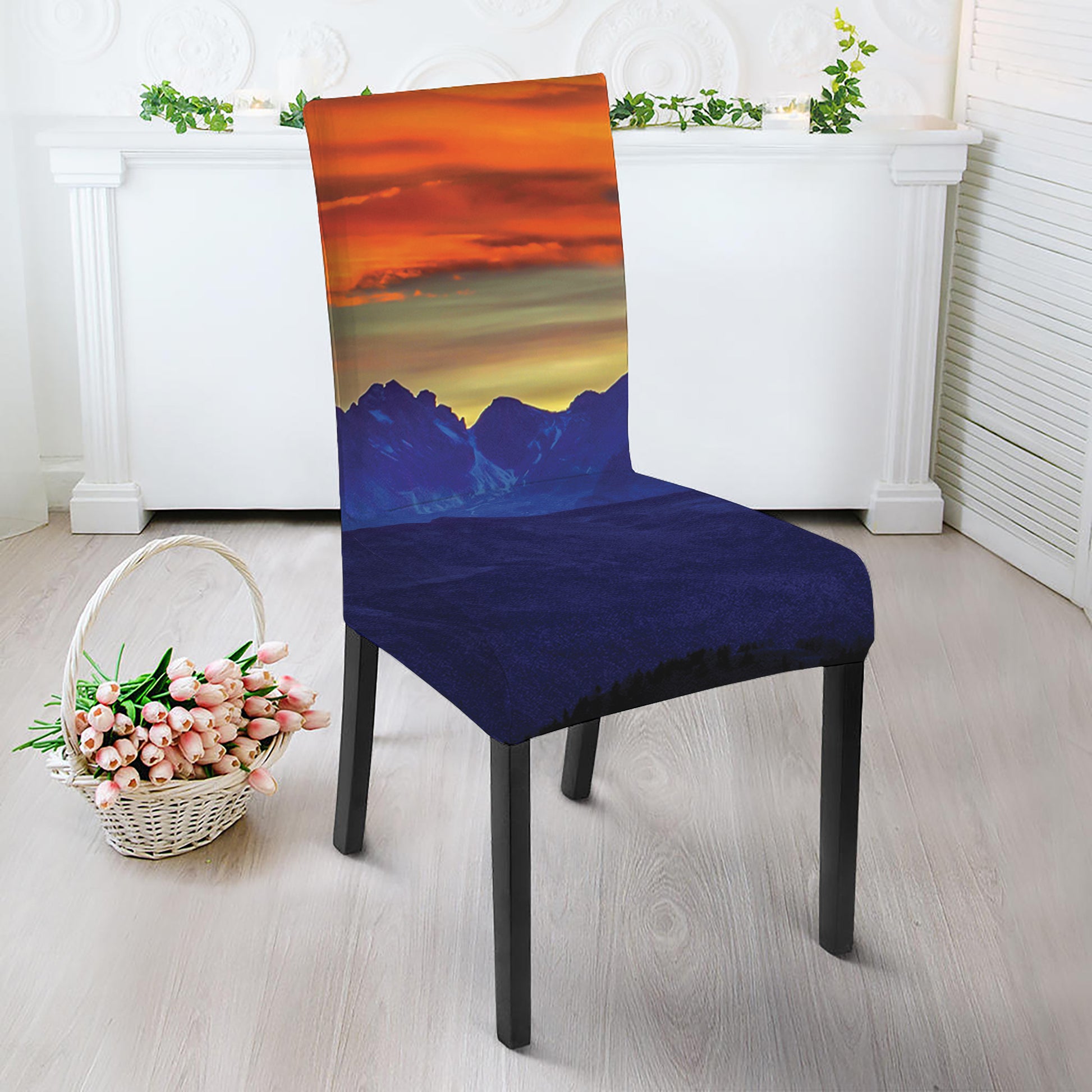 Sunset Mountain Print Dining Chair Slipcover