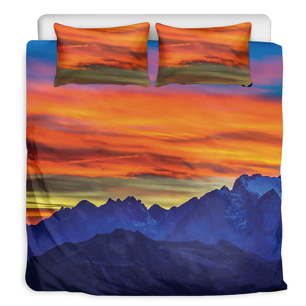 Sunset Mountain Print Duvet Cover Bedding Set